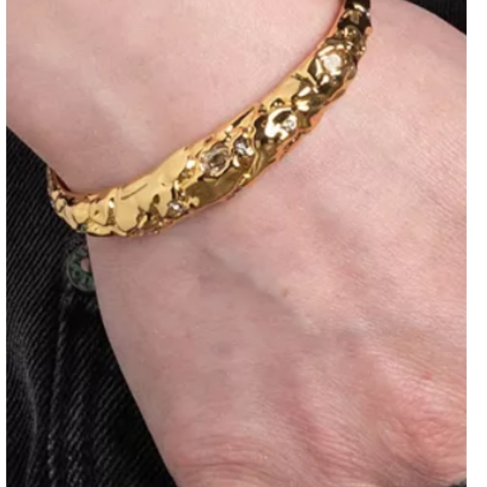 ALEXIS BITTAR • Gold Brut Pavé Crystal Sculptural
Cuff Bracelet - Picture 7 of 12